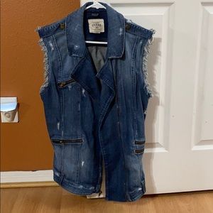 Guess distressed denim vest